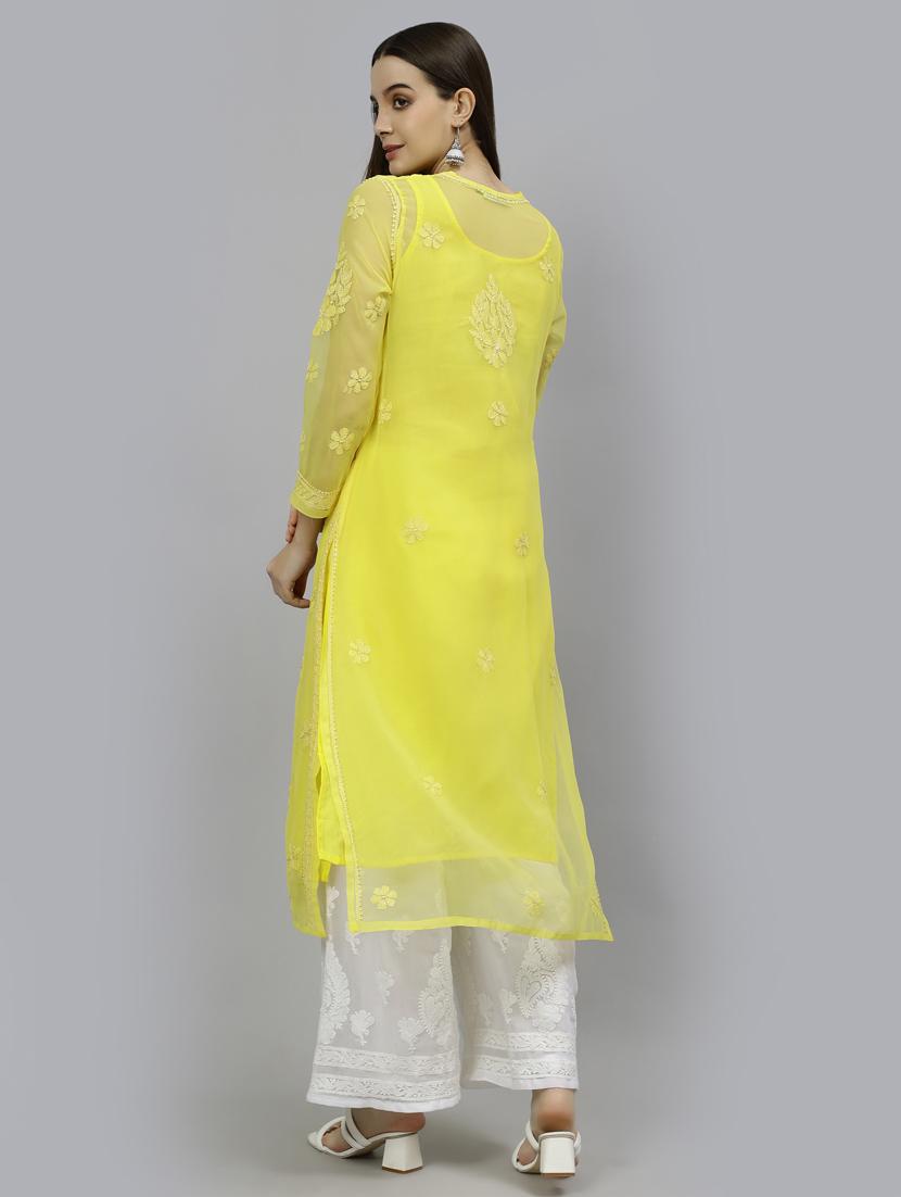 women three quarter sleeve straight kurta - 20957585 - Standard Image - 4