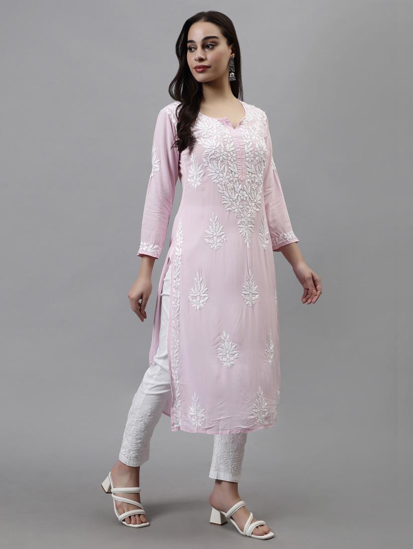 women three quarter sleeve straight kurta - 20957588 - Standard Image - 1