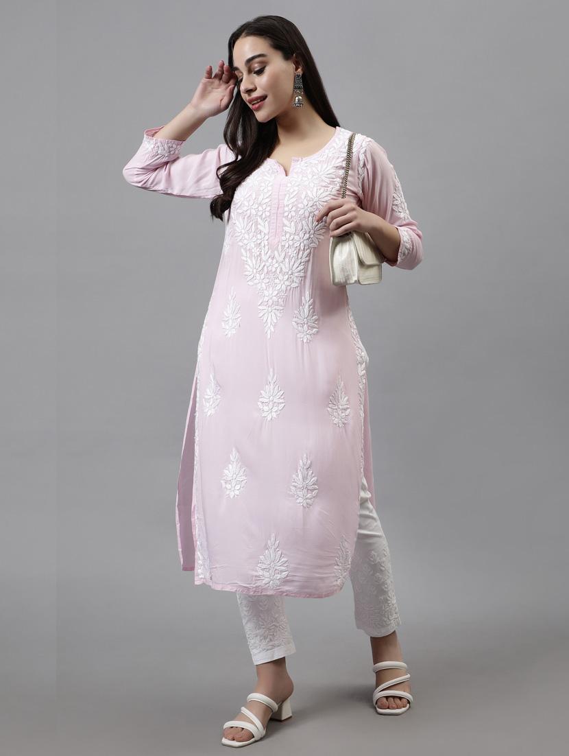 women three quarter sleeve straight kurta - 20957588 - Standard Image - 4
