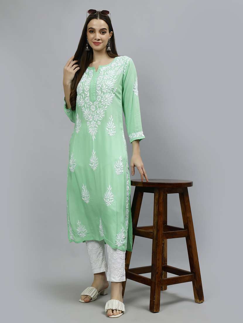 women three quarter sleeve straight kurta - 20957589 -  Standard Image - 4