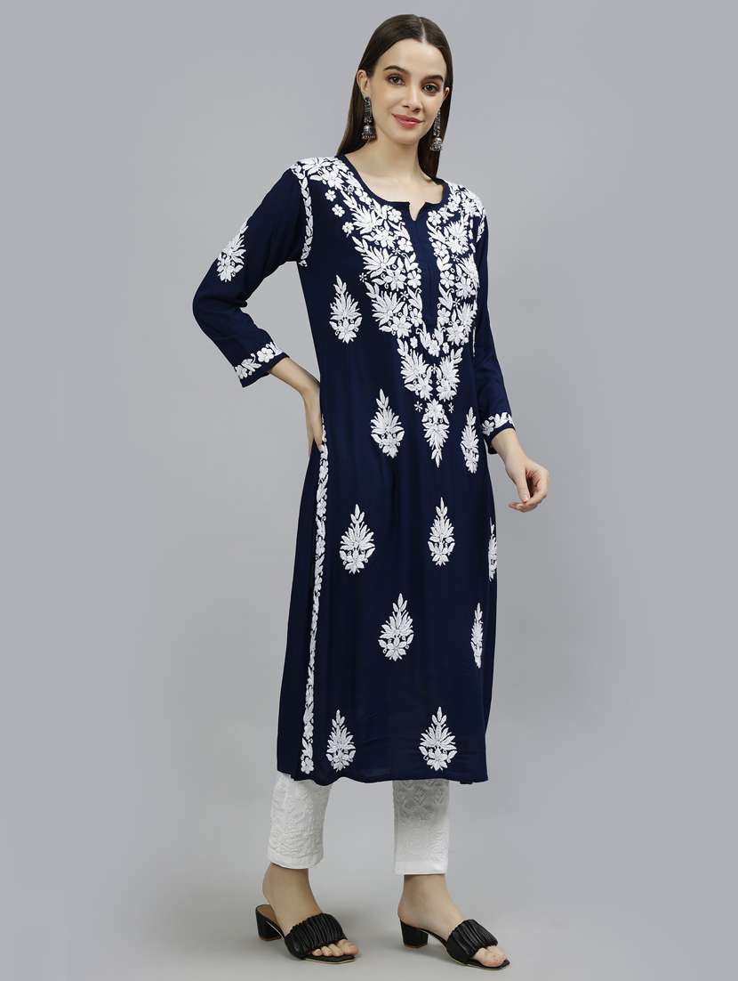 women three quarter sleeve straight kurta - 20957592 -  Standard Image - 1