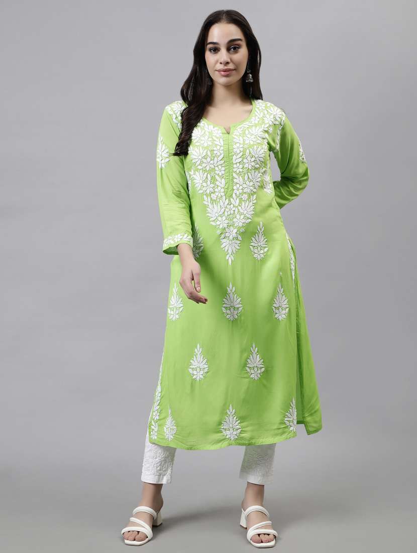 women three quarter sleeve straight kurta