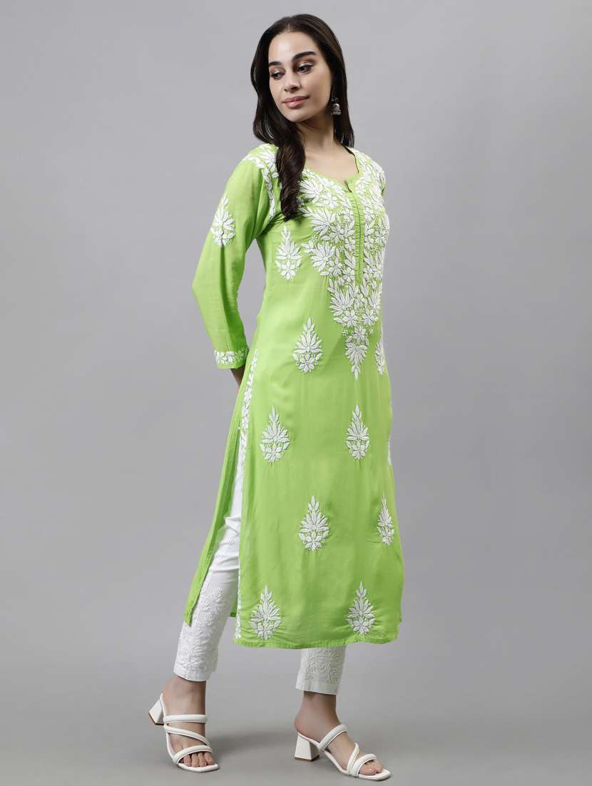 women three quarter sleeve straight kurta - 20957593 -  Standard Image - 1