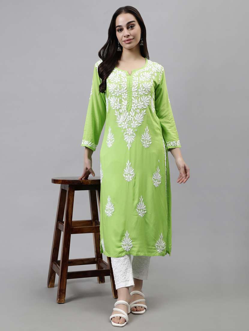 women three quarter sleeve straight kurta - 20957593 -  Standard Image - 4