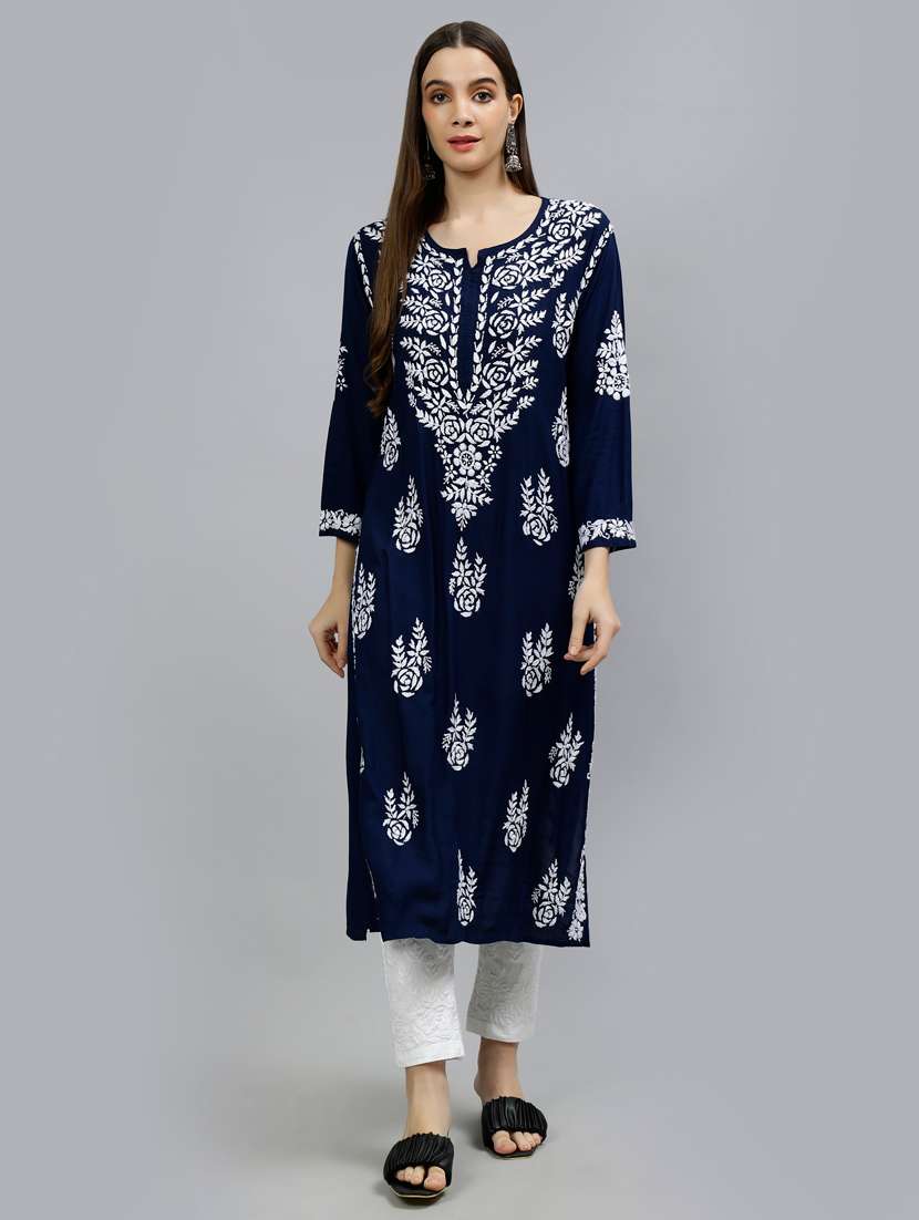 women three quarter sleeve straight kurta