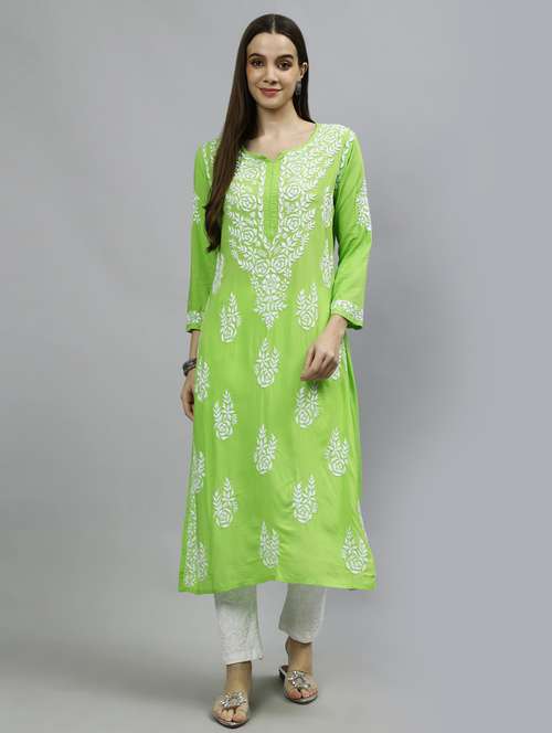 women three quarter sleeve straight kurta - 20957602 -  Standard Image - 0