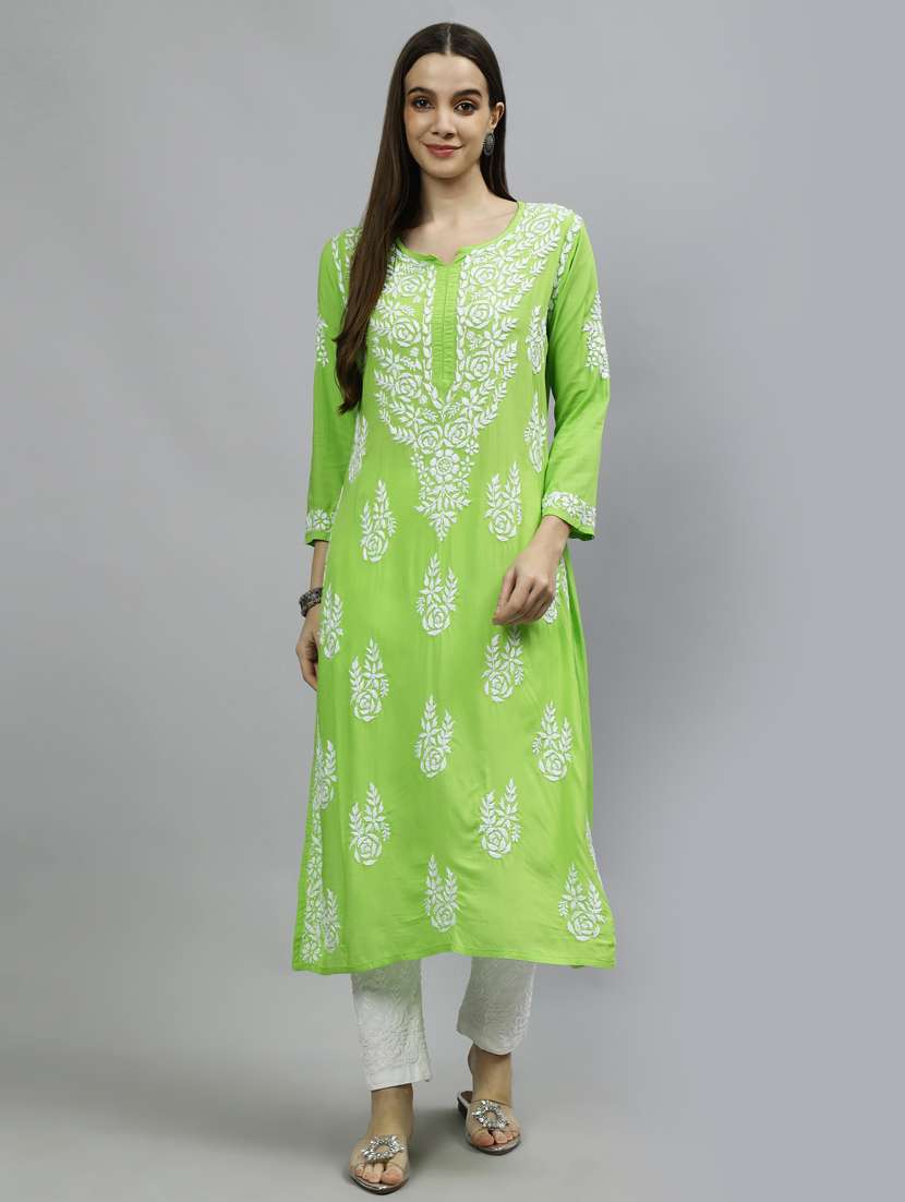 women three quarter sleeve straight kurta
