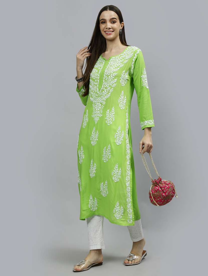 women three quarter sleeve straight kurta - 20957602 -  Standard Image - 4