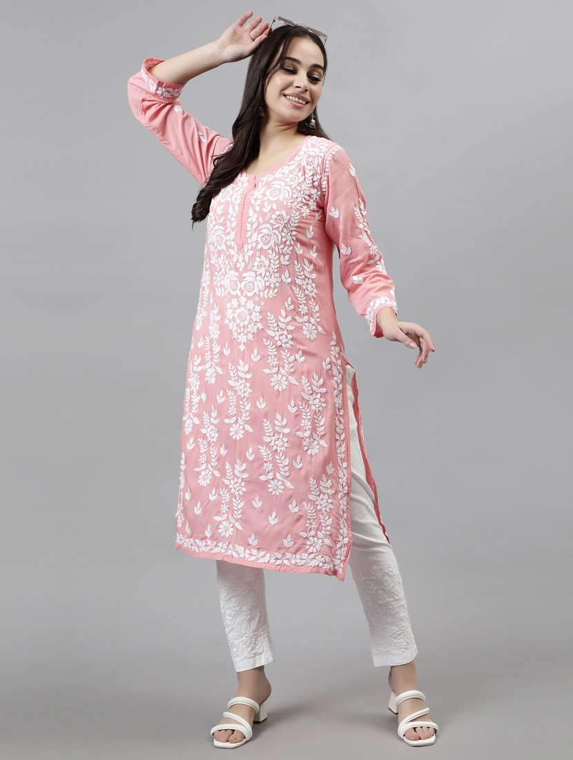 women three quarter sleeve straight kurta - 20957609 -  Standard Image - 4
