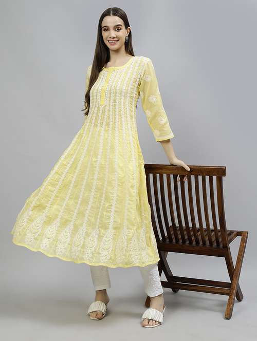 women three quarter sleeve anarkali kurta - 20957611 -  Standard Image - 0
