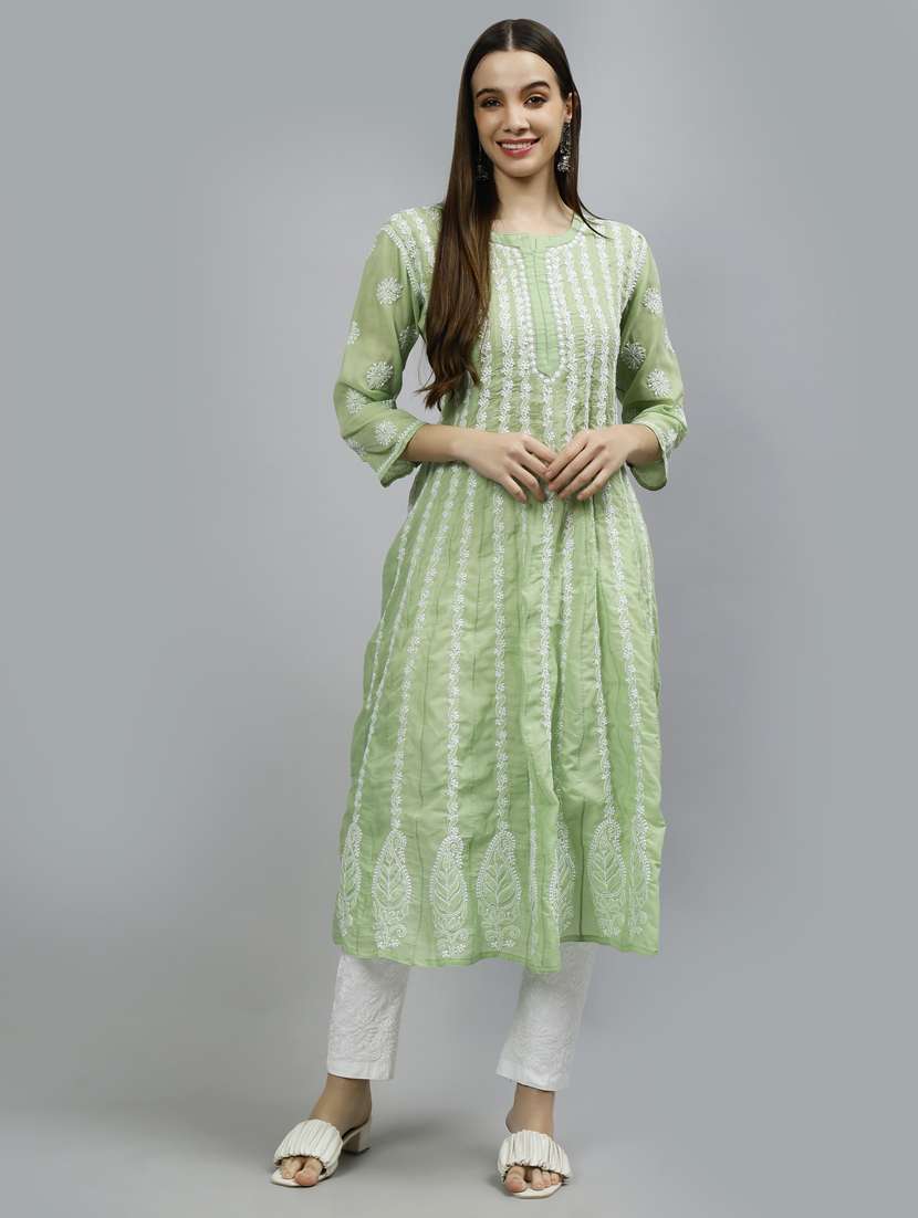 women three quarter sleeve anarkali kurta