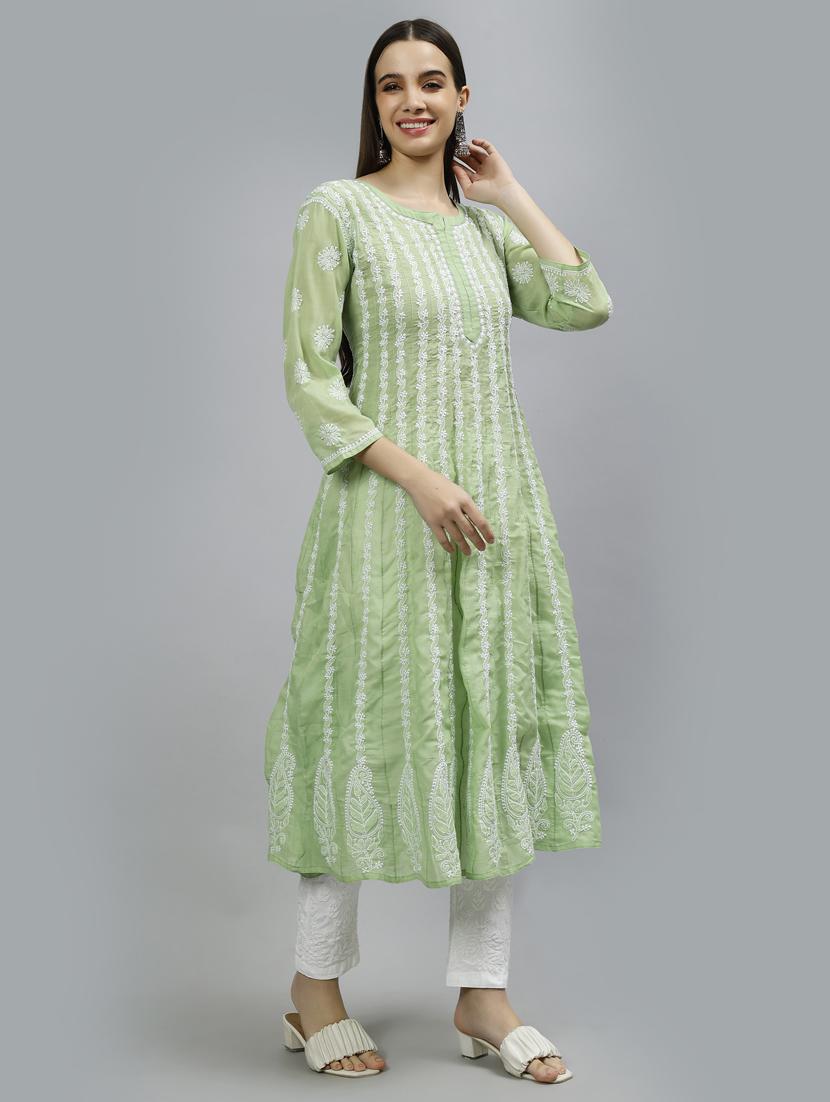 women three quarter sleeve anarkali kurta - 20957612 - Standard Image - 1