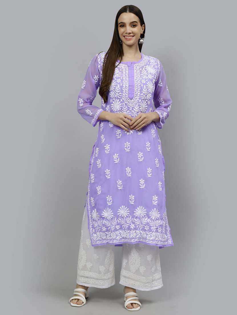 women three quarter sleeve straight kurta