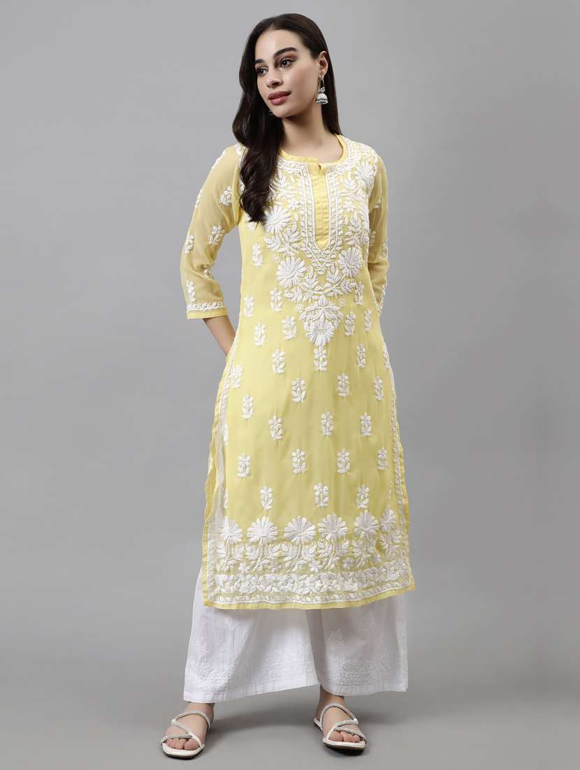 women three quarter sleeve straight kurta