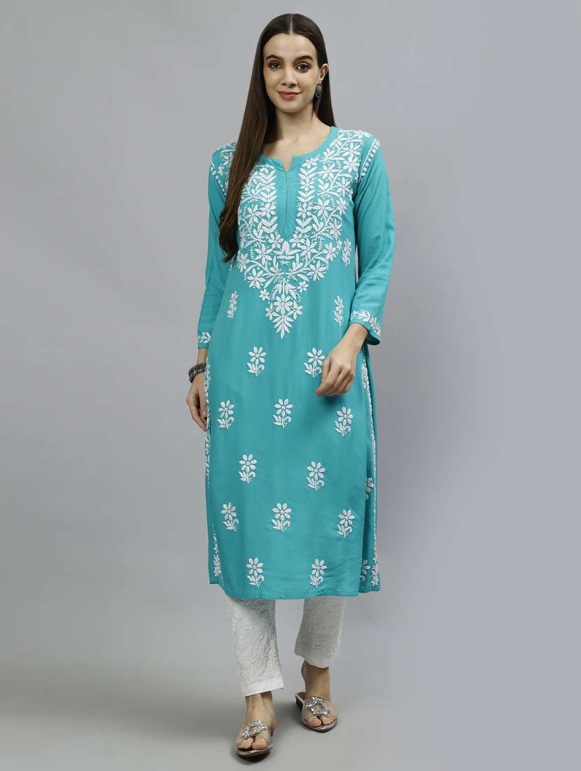 women three quarter sleeve straight kurta