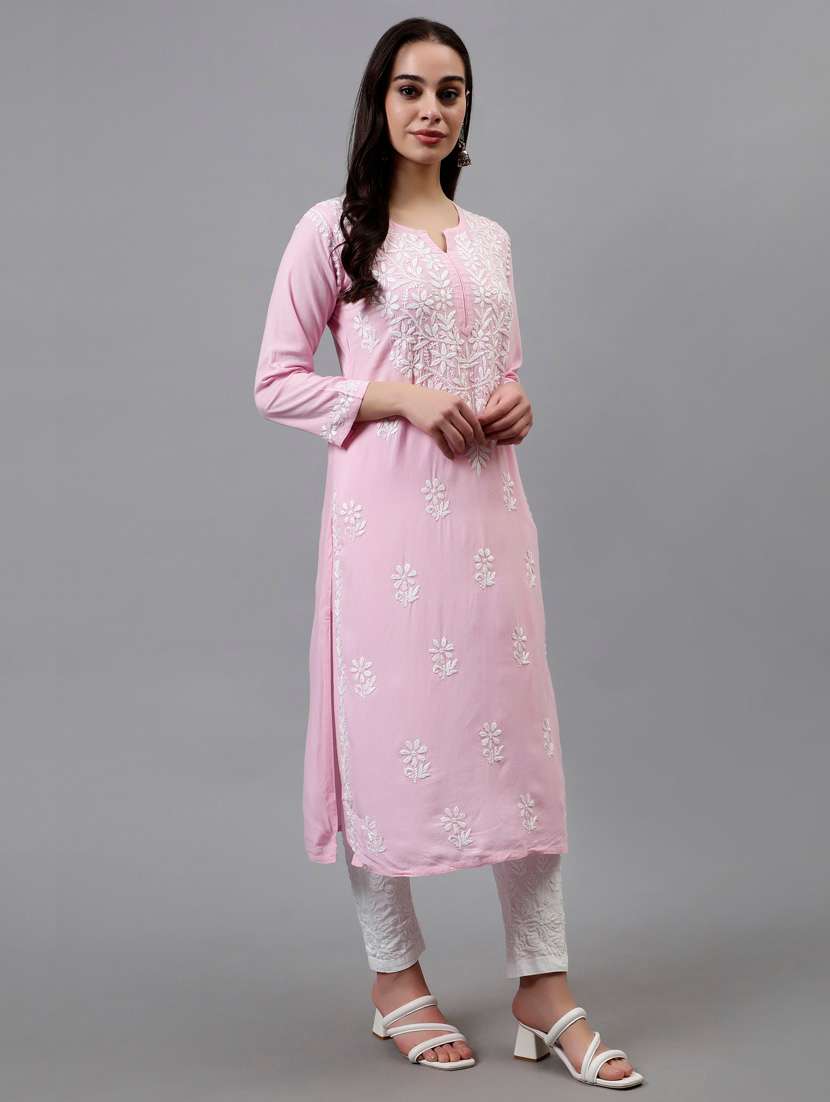 women three quarter sleeve straight kurta - 20957631 -  Standard Image - 1