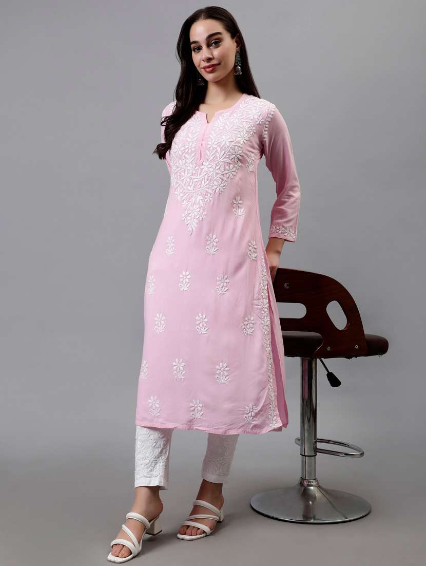 women three quarter sleeve straight kurta - 20957631 -  Standard Image - 4