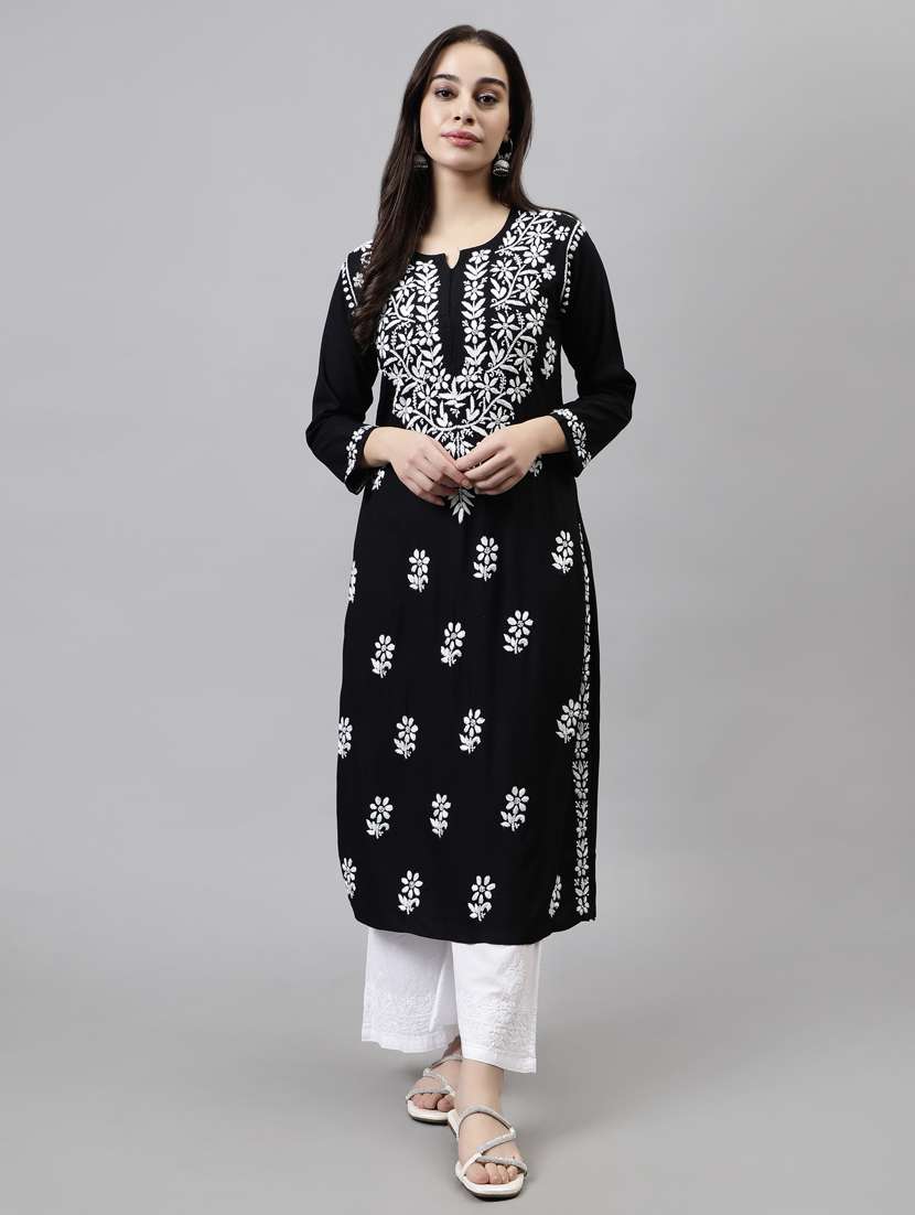 women three quarter sleeve straight kurta