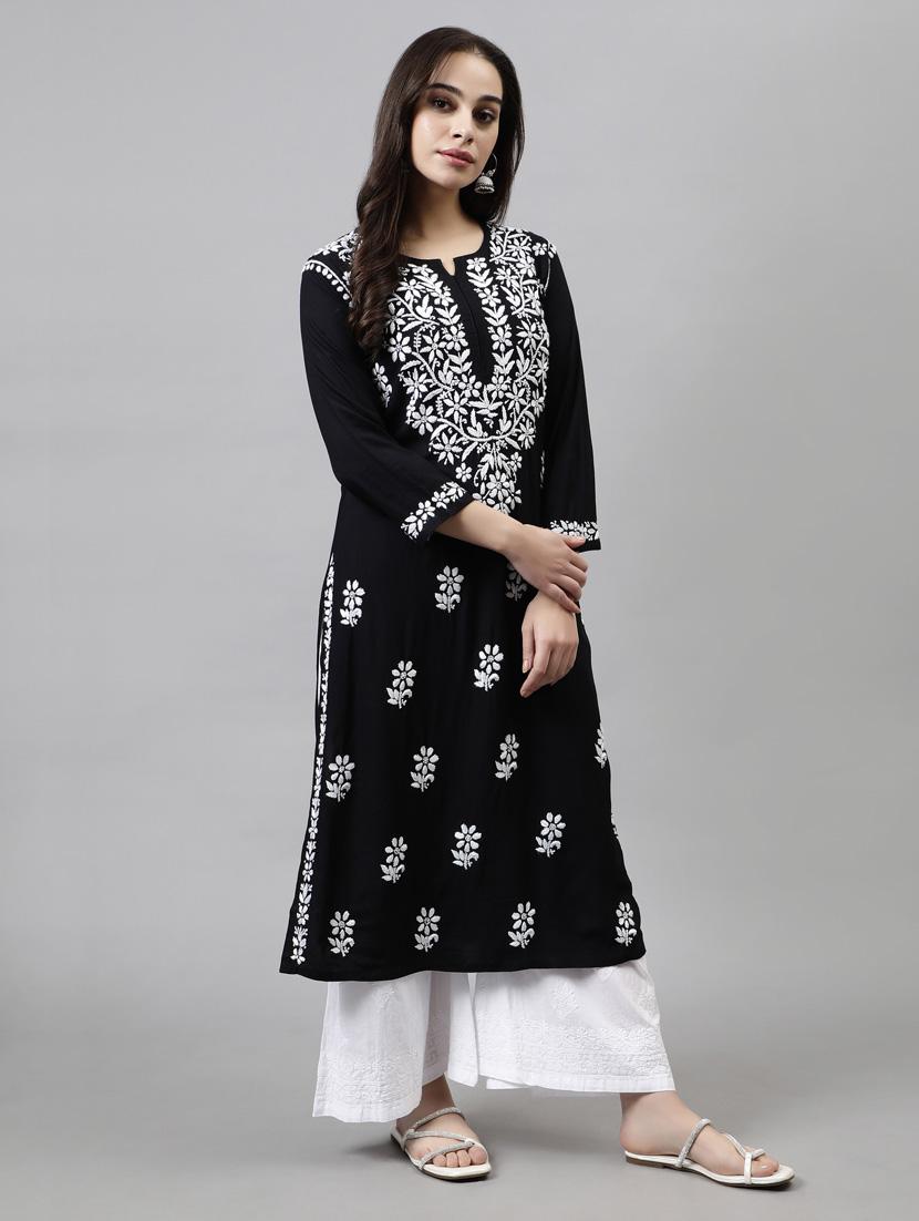 women three quarter sleeve straight kurta - 20957633 -  Standard Image - 1