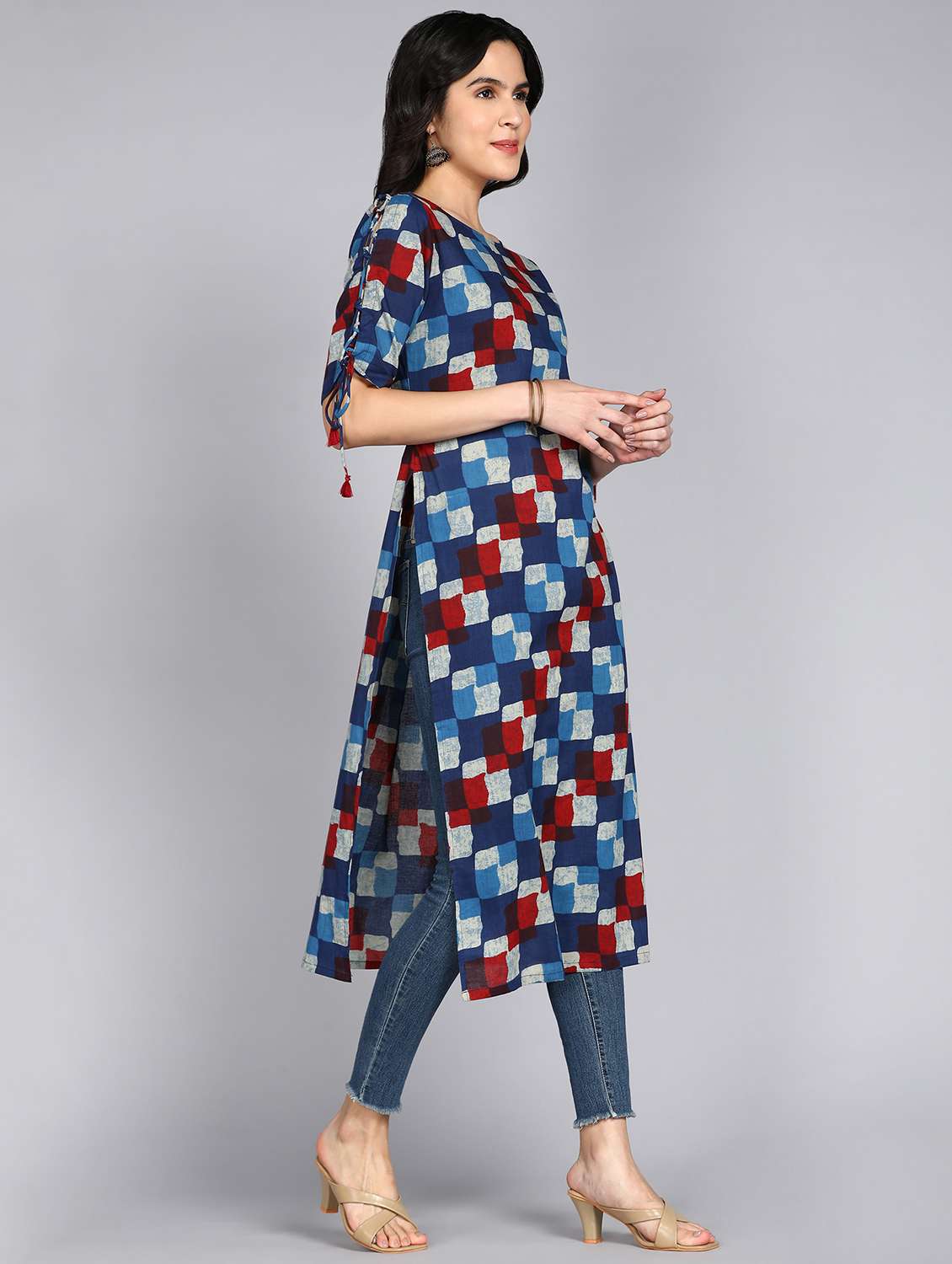 women multi color round neck straight kurta - 20957648 -  Standard Image - 1