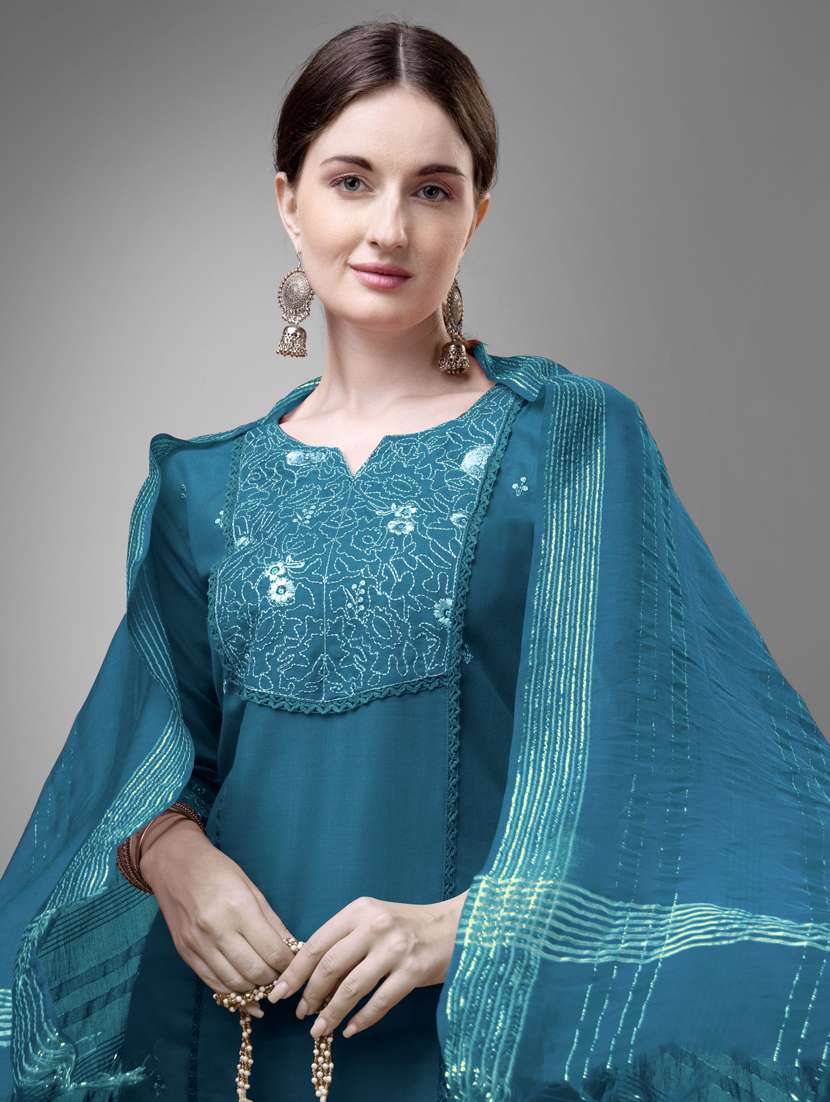 women three quarter sleeve kurta pant set - 20957924 - Standard Image - 4