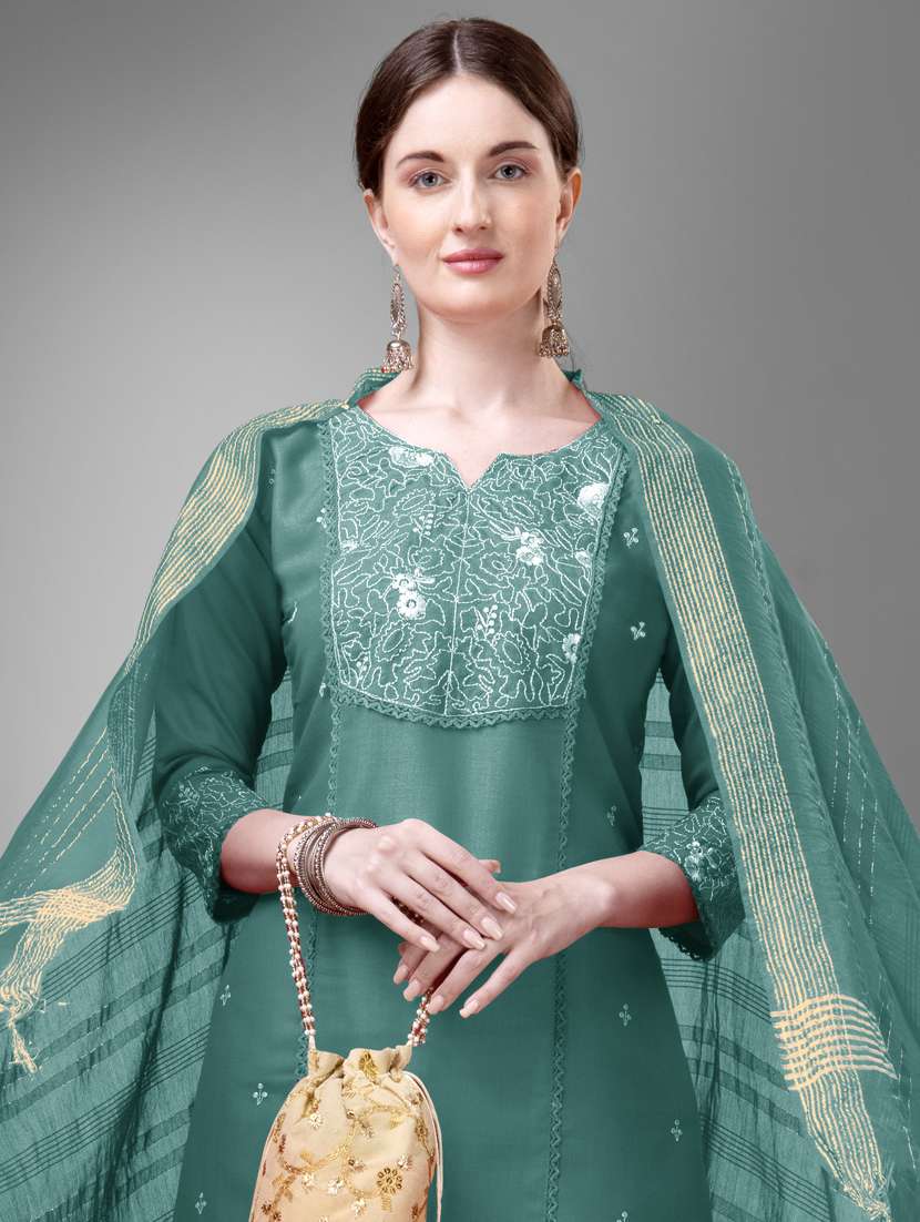 women three quarter sleeve kurta pant set - 20957929 - Standard Image - 4