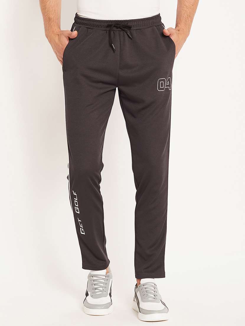 men placement print full length track pant