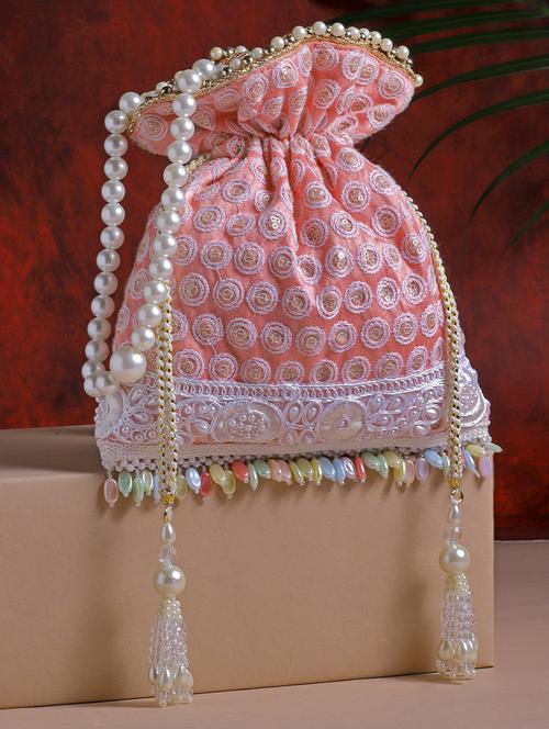 embroidered faux silk regular potli - 20957976 -  Standard Image - 0
