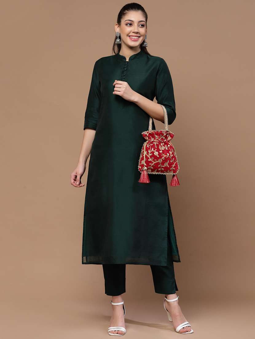 Embroidered Faux Silk Regular Potli