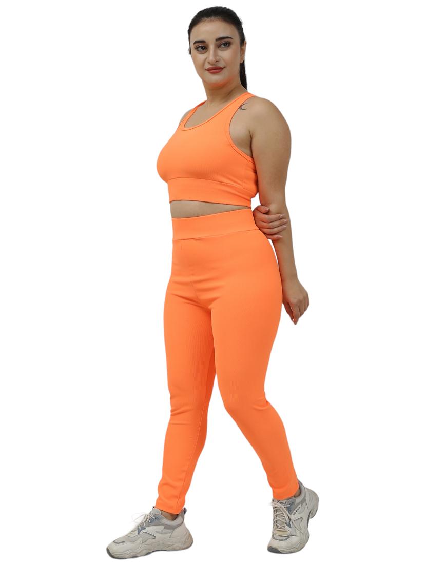 women solid orange active wear coord set - 20958450 - Standard Image - 1