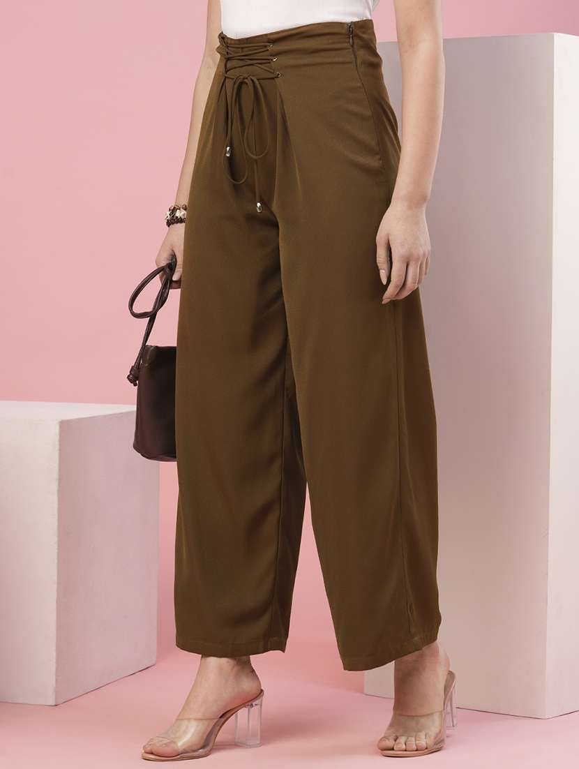 women solid wide leg trouser - 20958585 -  Standard Image - 1