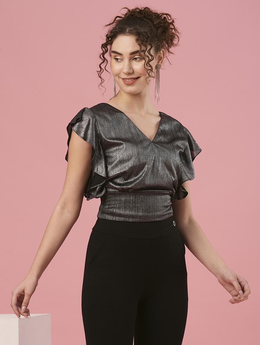 black polyester regular top - 20958618 -  Standard Image - 1