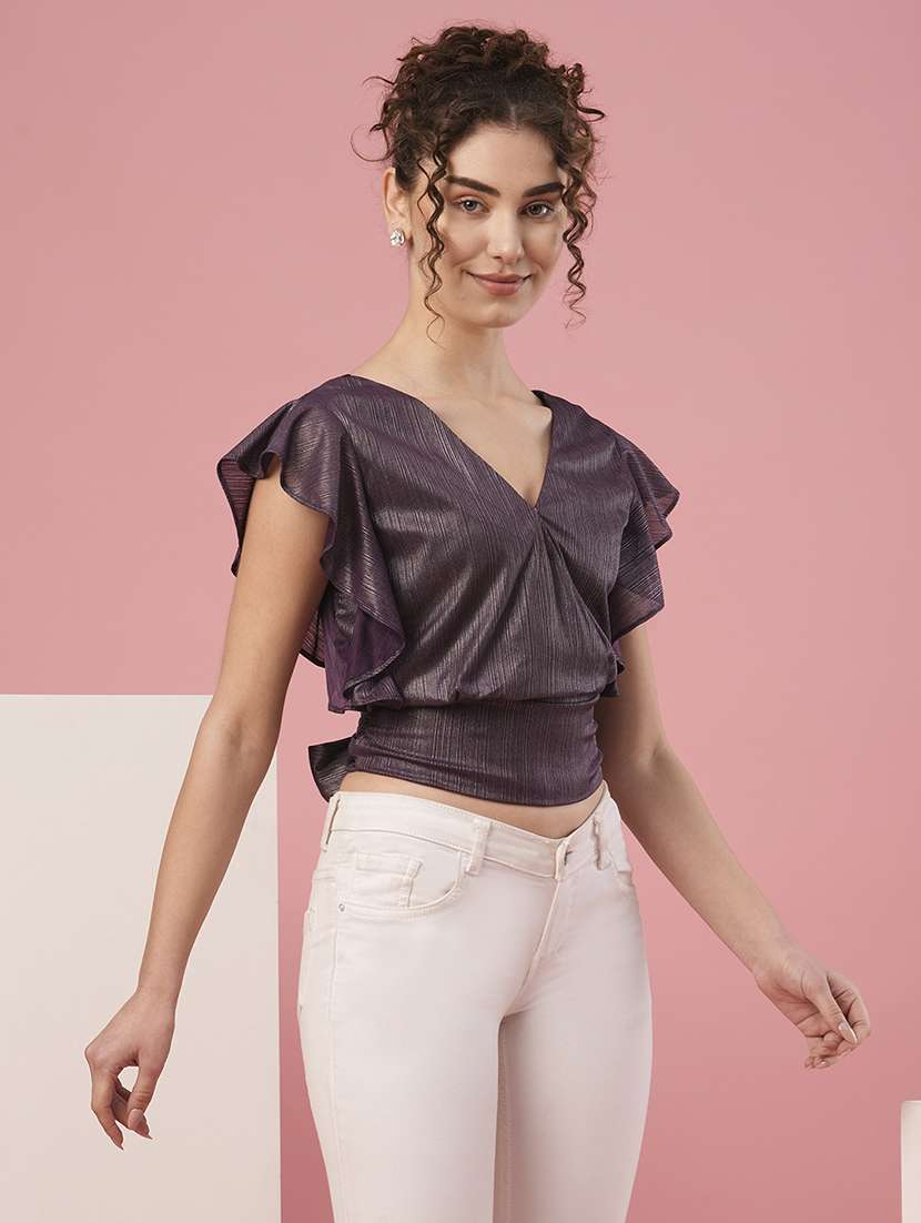 purple polyester regular top - 20958619 - Standard Image - 1