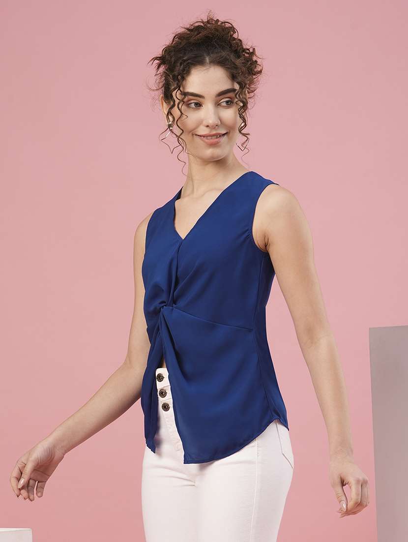 blue polyester regular top - 20958623 -  Standard Image - 1