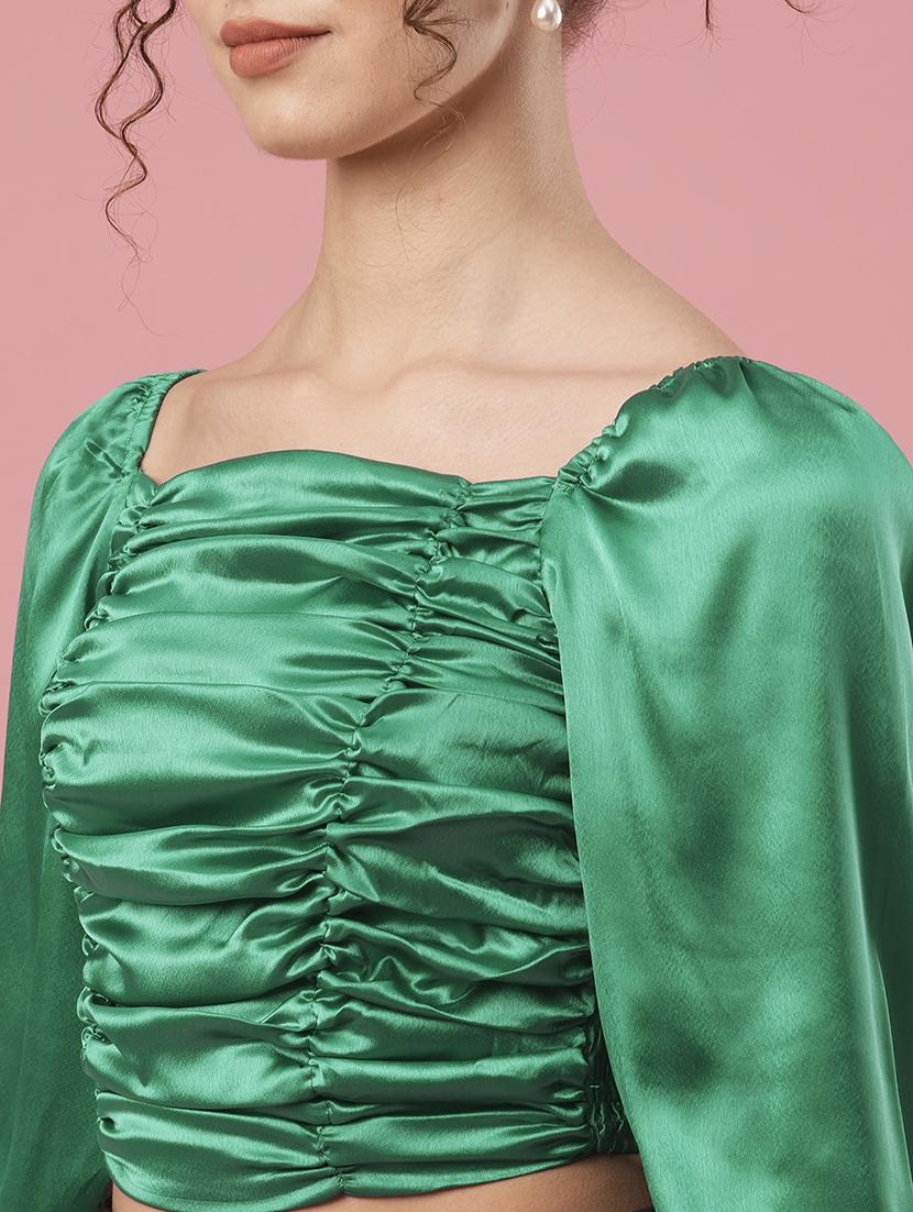 green polyester crop top - 20958629 - Standard Image - 4