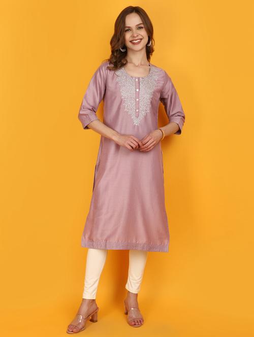 women three quarter sleeve straight kurta - 20958693 -  Standard Image - 0