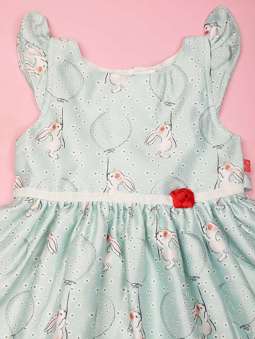 green printed detailed frock - 20958735 -  Standard Image - 1