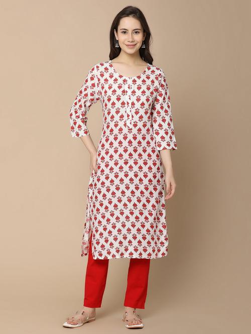 white rayon straight kurta - 20958788 - Standard Image - 0