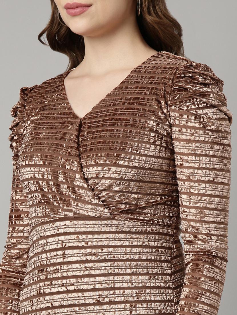 women beige self-designed bodycon dress - 20958818 - Standard Image - 6