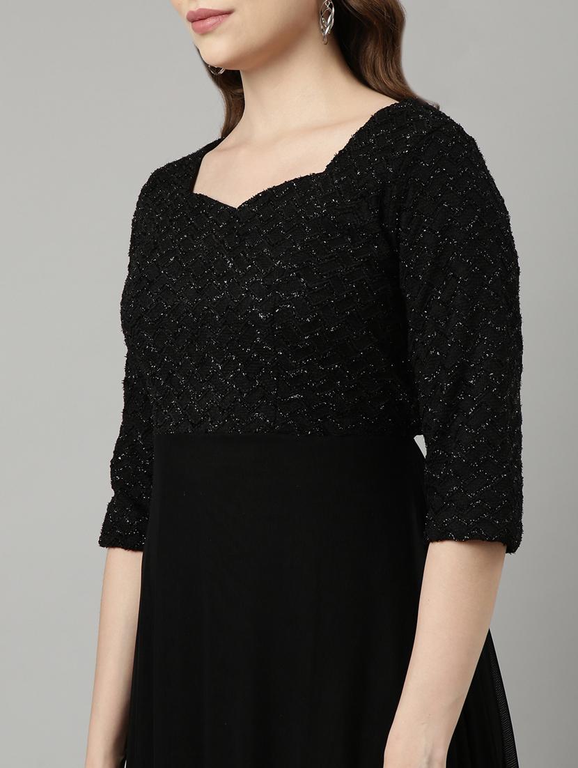 black self design detailed dress - 20958819 - Standard Image - 6