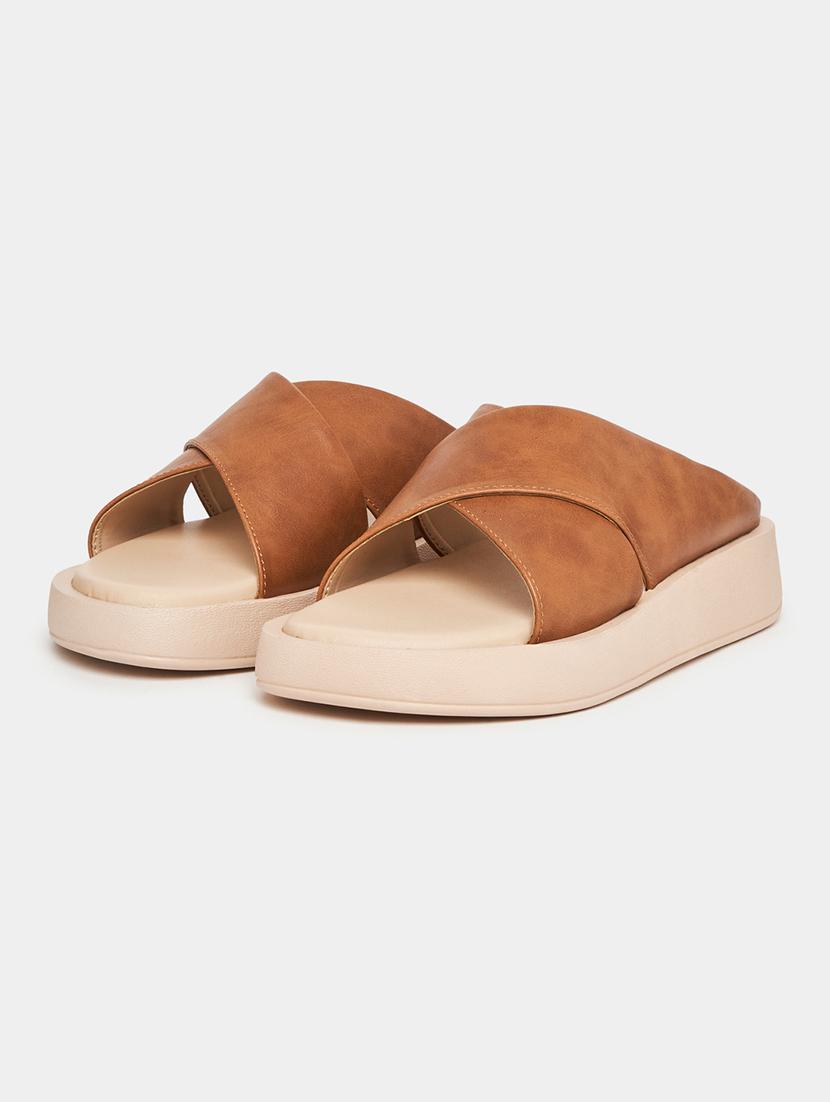 solid tan brown sandal
