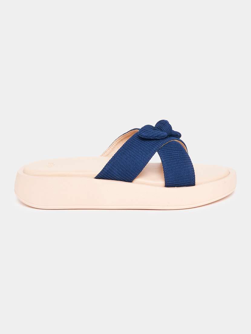 solid navy blue detailed sandal