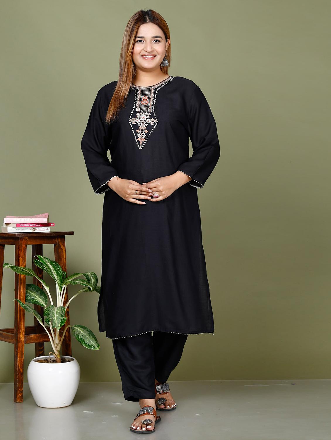 women black kurta salwar set with dupatta - 20960201 - Standard Image - 1