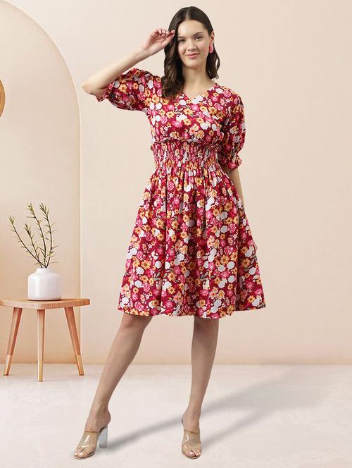 women red floral printed fit & flare dress - 20960323 -  Standard Image - 0