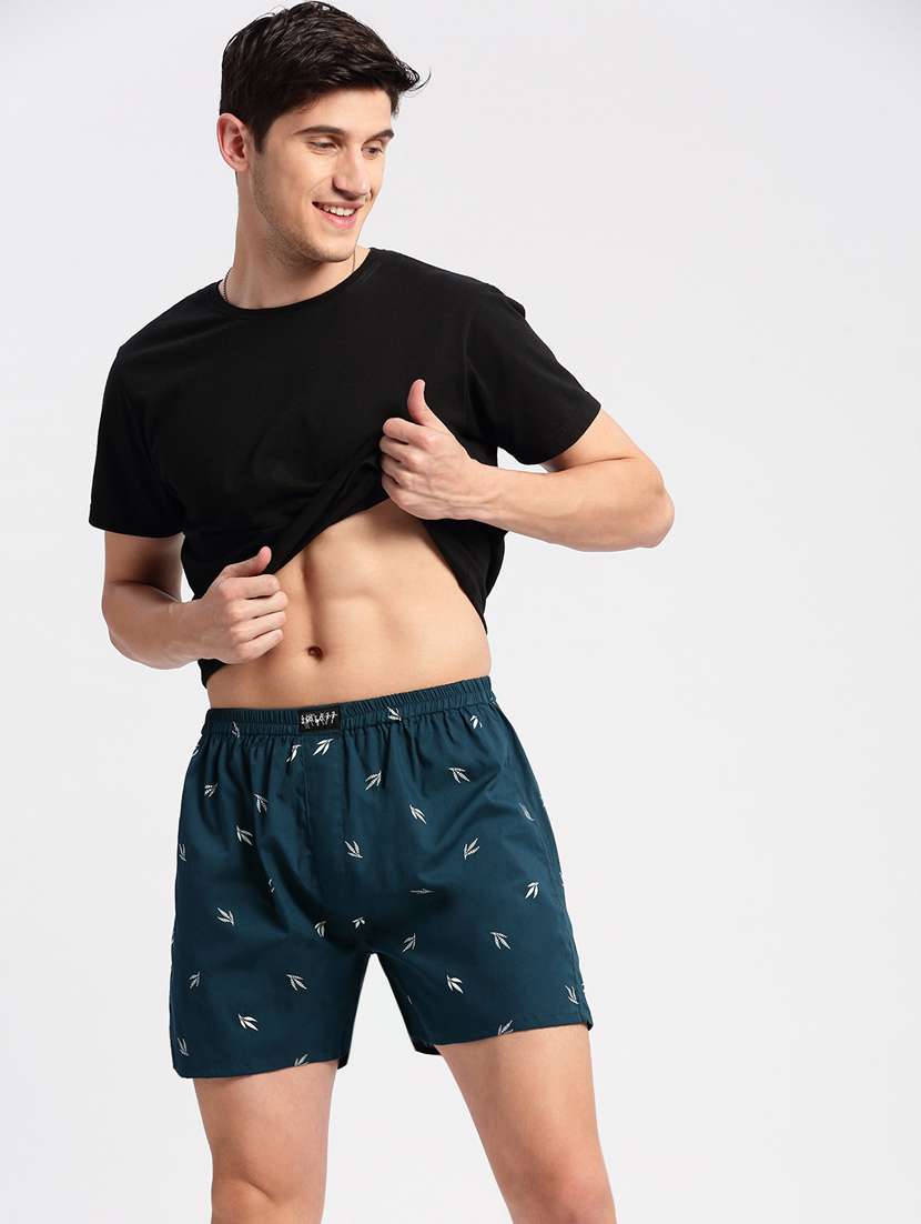 men teal printed boxer - 20960516 -  Standard Image - 4