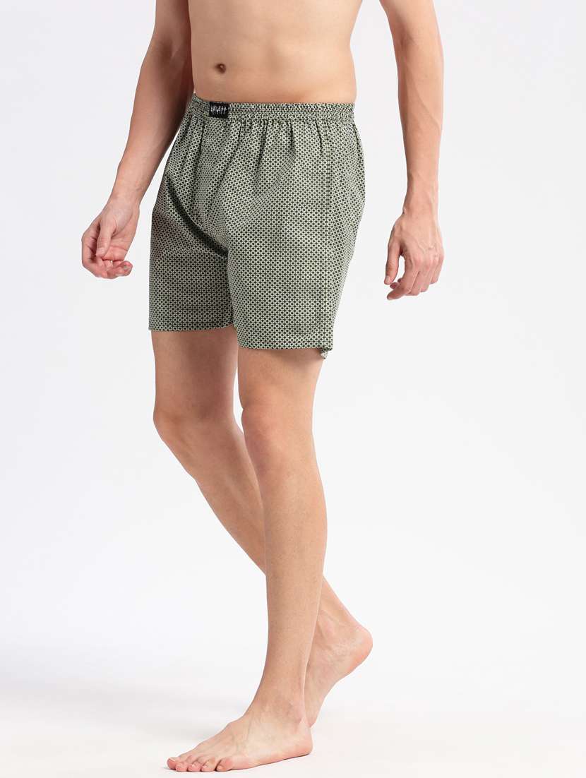 men olive geometric printed boxer - 20960519 -  Standard Image - 1