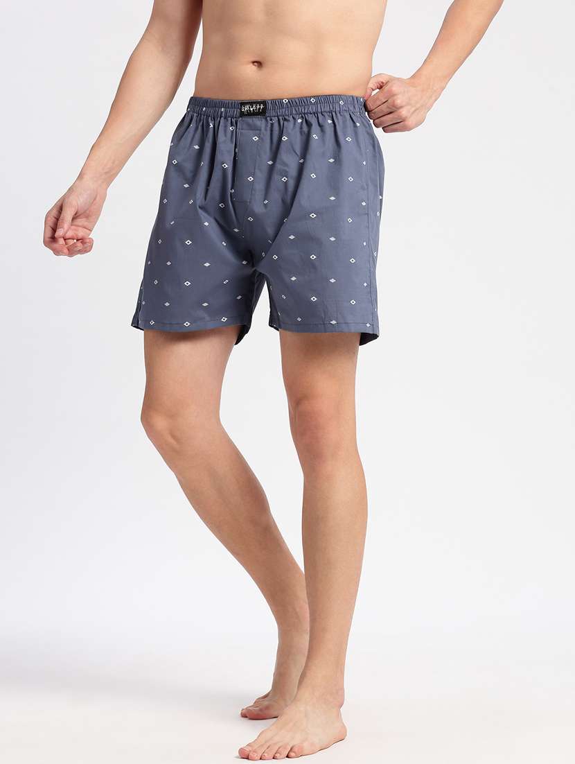 men blue printed boxer - 20960520 -  Standard Image - 1