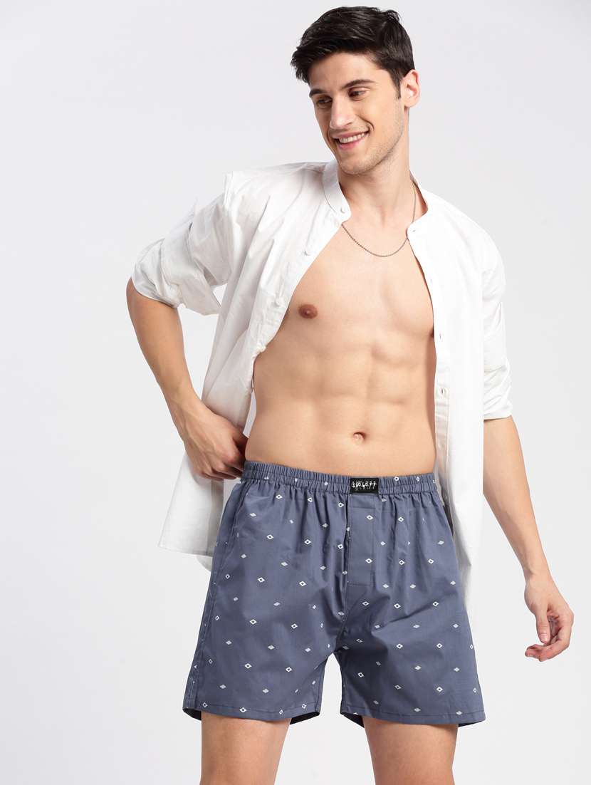 men blue printed boxer - 20960520 -  Standard Image - 4