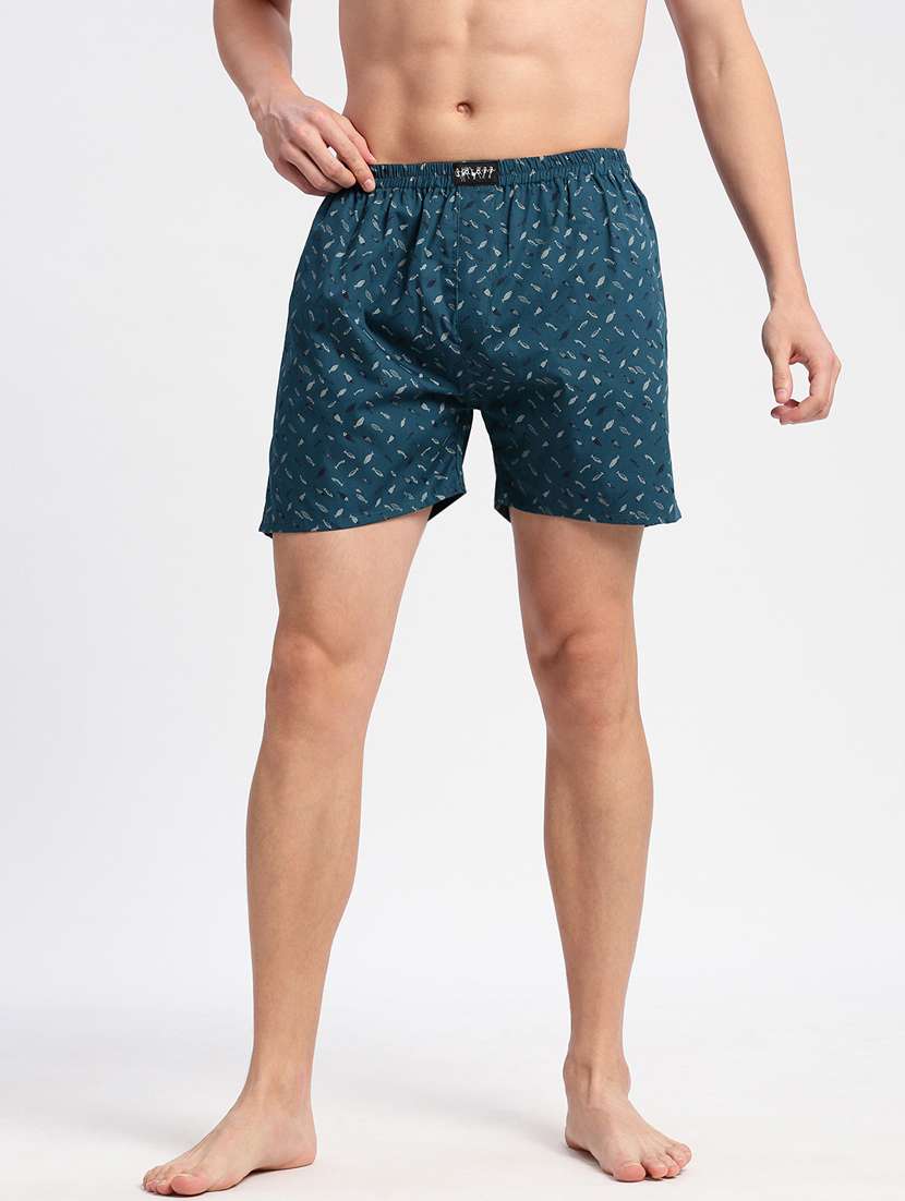 men teal printed boxer