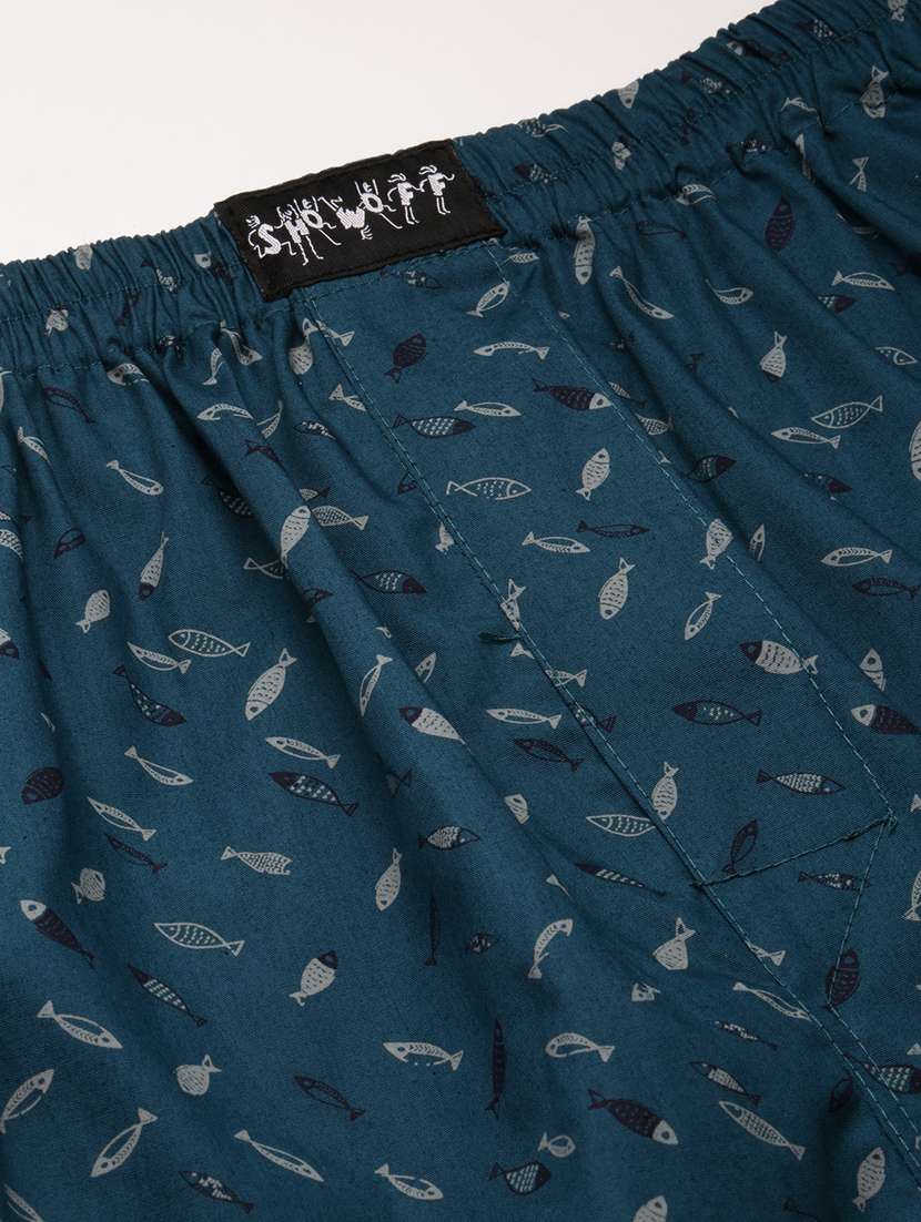 men teal printed boxer - 20960524 -  Standard Image - 6